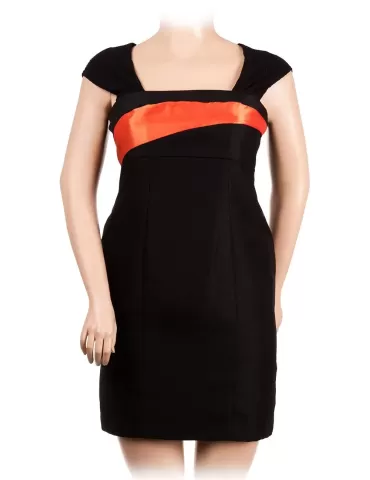 Completo abito e giacca shantung nero e arancione Silvia Mei 2